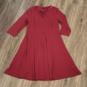 Talbots burgundy dress with ruffled neckline